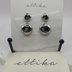 NWT Ettika Shiny Silver Statement Earrings